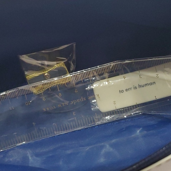 Kate Spade 4pc white & blue polka-dot cherry print pencil case‎ & accessories - Picture 8 of 11